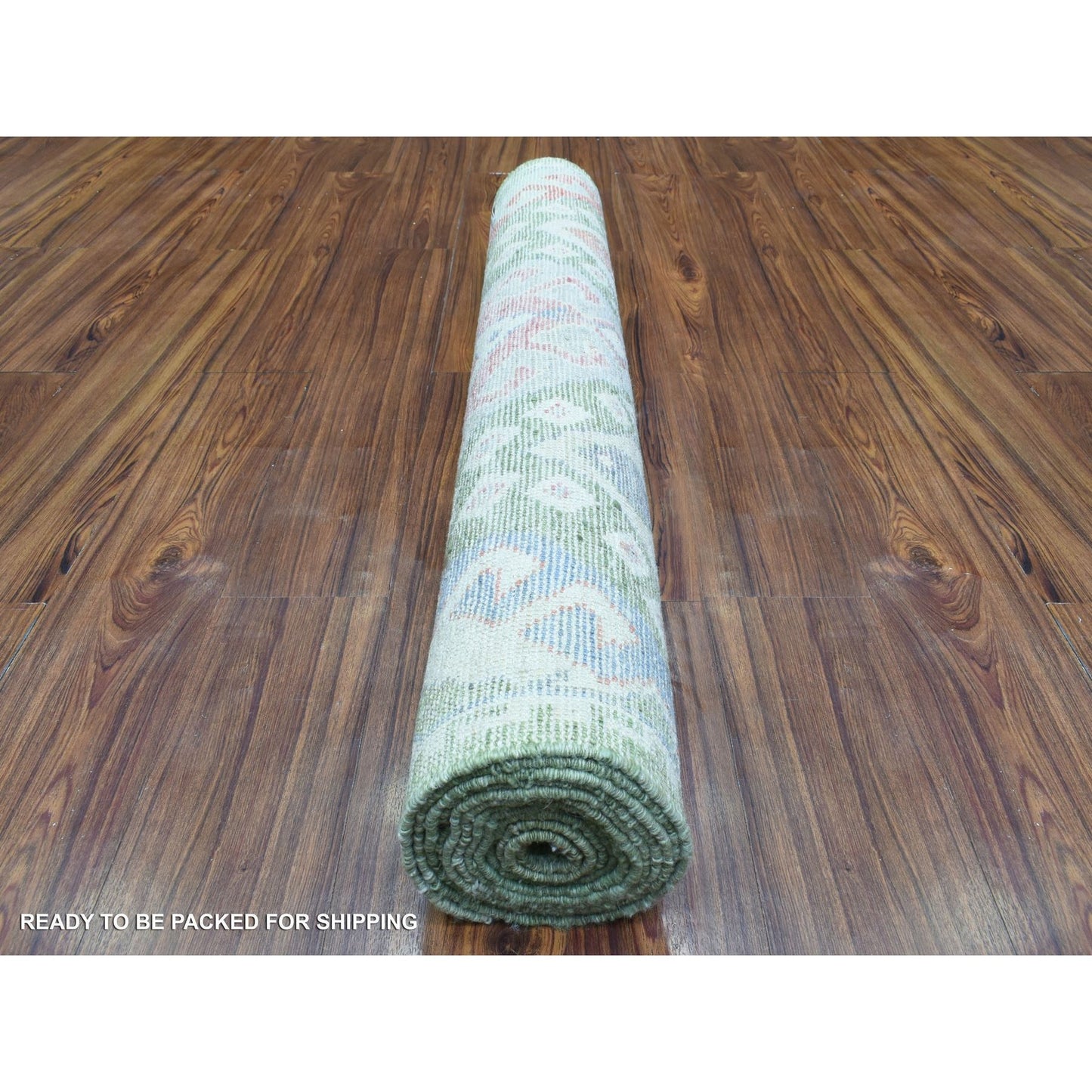 3'10"X12' Colorful Inspired Large Elements Hand Knotted Wool Runner Rug