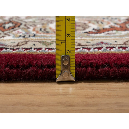 4'x6'2" Carmine Red Tebraz Mahi with Fish Design Wool Hand Knotted Rug