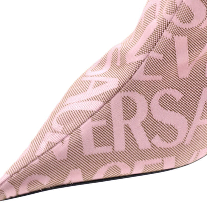 Versace Women'S Logo Knee High Boots Printed Canvas