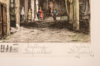 Herta Czernik-Kobanz Gzonning Etching Coloring "Mdling, Hafnerhaus" Beethoven