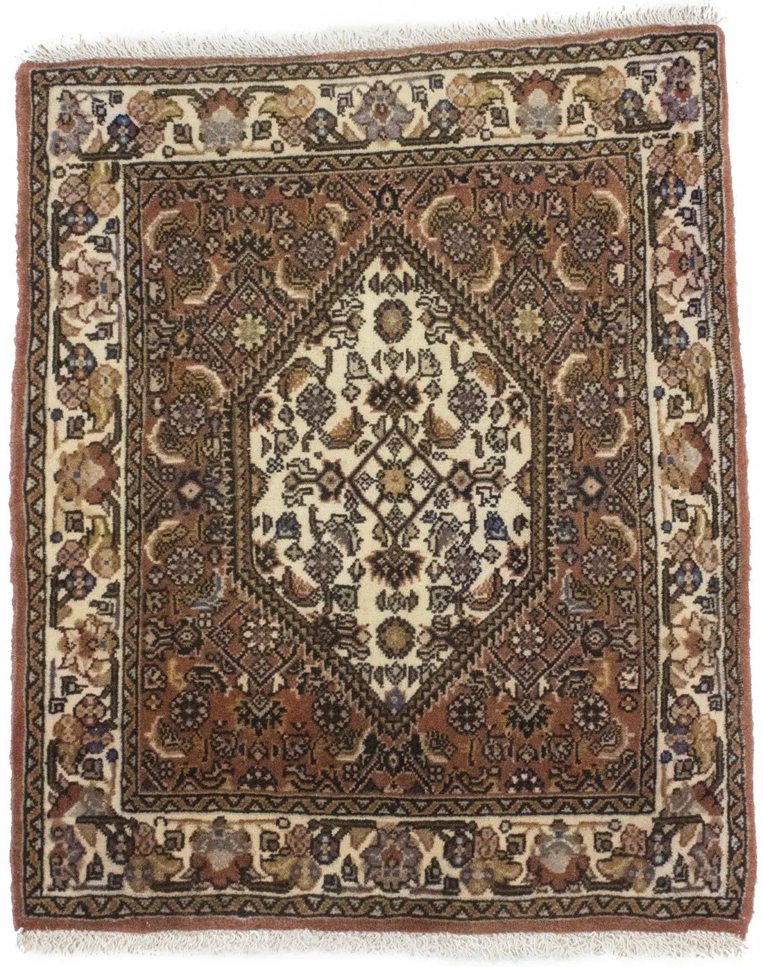 Handmade Vintage Wool Oriental Rug Cinnamon Clay Tribal Small Carpet 2X2'4 ft
