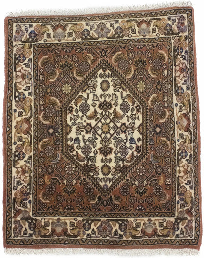 Handmade Vintage Wool Oriental Rug Cinnamon Clay Tribal Small Carpet 2X2'4 ft