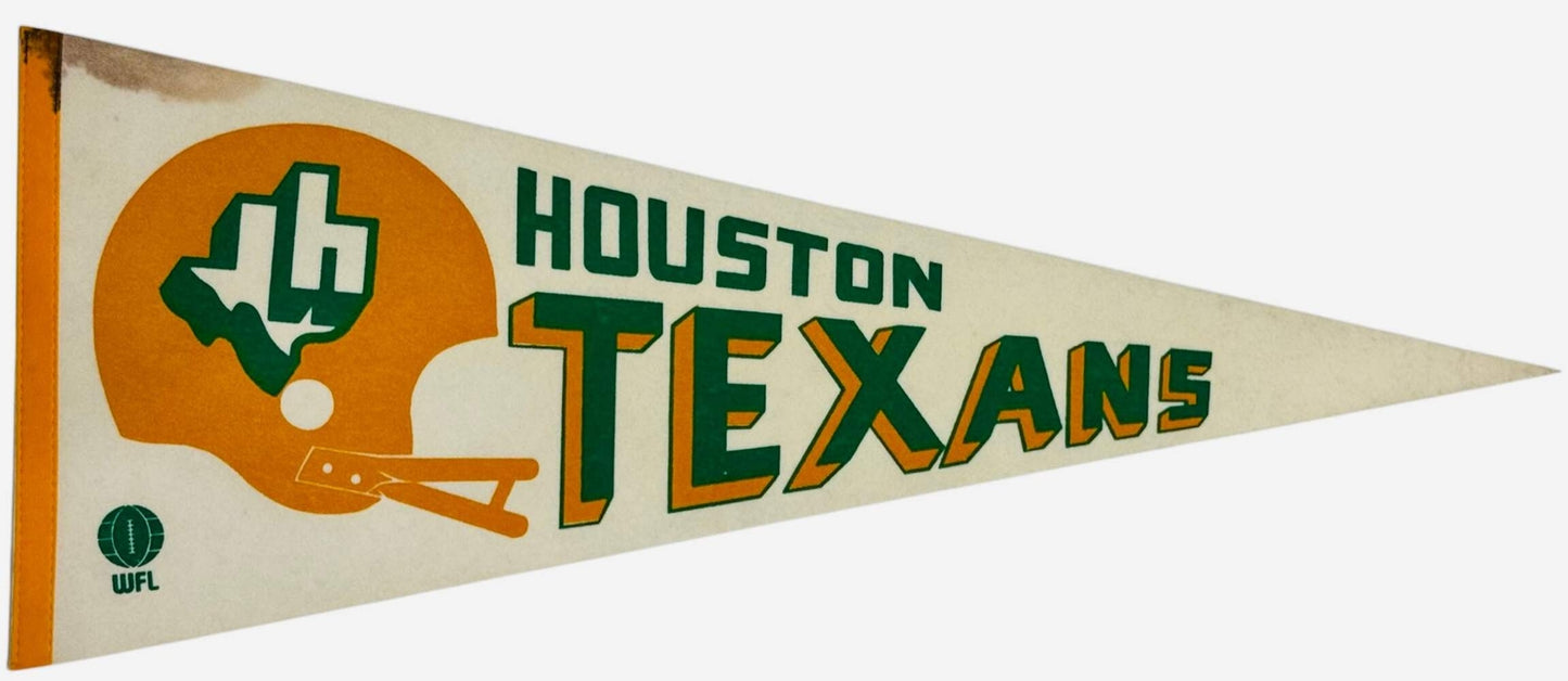 1974 Houston Texans Wfl Pennant Banner Rare