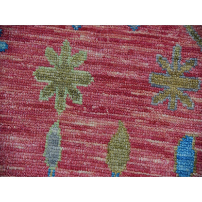 10'1"X14' Coral Pink Hand Knotted Oushak Weave And Design Pure Wool Rug