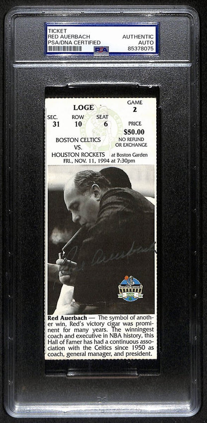 Red Auerbach Hof Signed/Auto 1994 Full Ticket