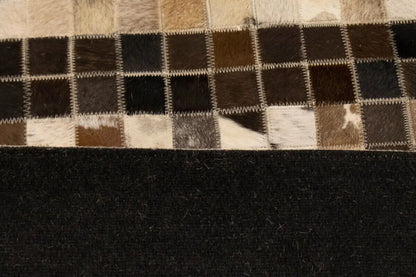Hand-Crafted Modern Cowhide Leather Rug