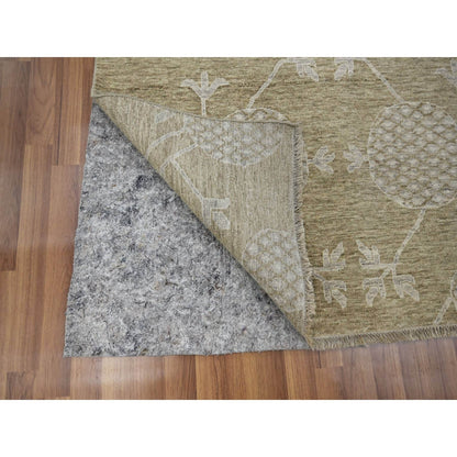 8'1"X10'1" Brown Pomegranate Design Pure Wool Hand Knotted Oriental Rug