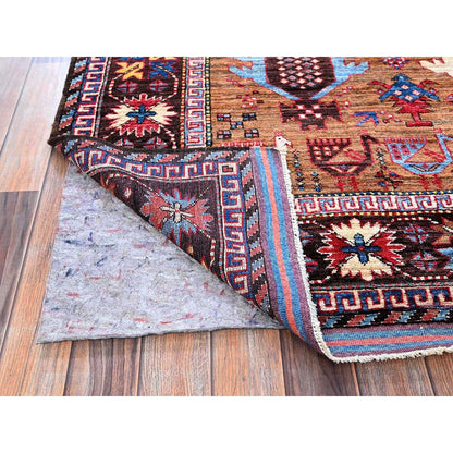 6'2"X7'7" Colorful Afghan Caucasian Design Revival Hand Knotted Wool Rug