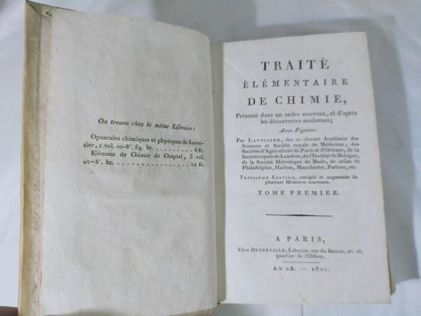 1801 Lavoisier Traite Elementaire De Chimie 3Rd Edition 2 Vols Complete Vellum