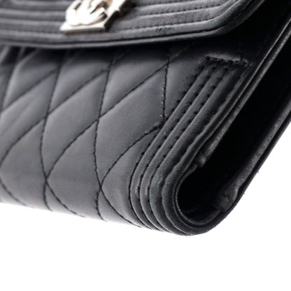 Chanel Boy Trifold Flap Wallet Quilted Lambskin Medium