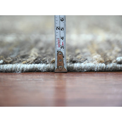 8'X10' Brown Moroccan Weave Geometric Design Hand Knotted Soft Wool Rug