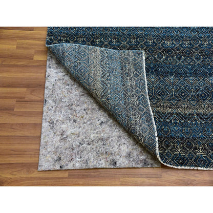 10'1"X10'1" Blue Hand Knotted Kohinoor Herrita Design Wool Square Rug