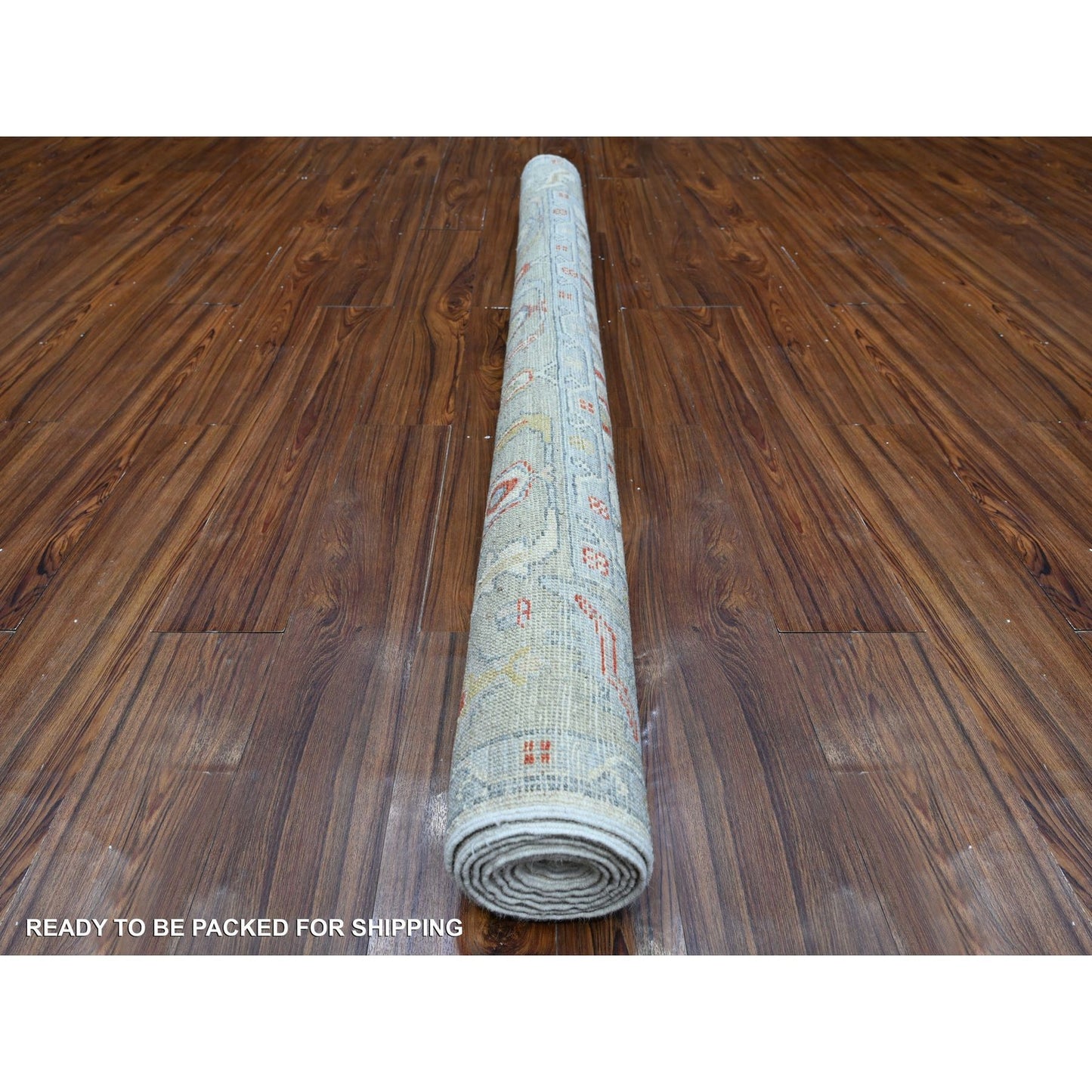 6'X8'8" Spatial White Oushak Rural Flower And Leaf Design Oriental Rug