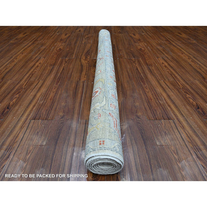 6'X8'8" Spatial White Oushak Rural Flower And Leaf Design Oriental Rug