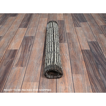 2'1"X2'8" White Moroccan Weave With Box Design Wool Hand Knotted Mat Rug