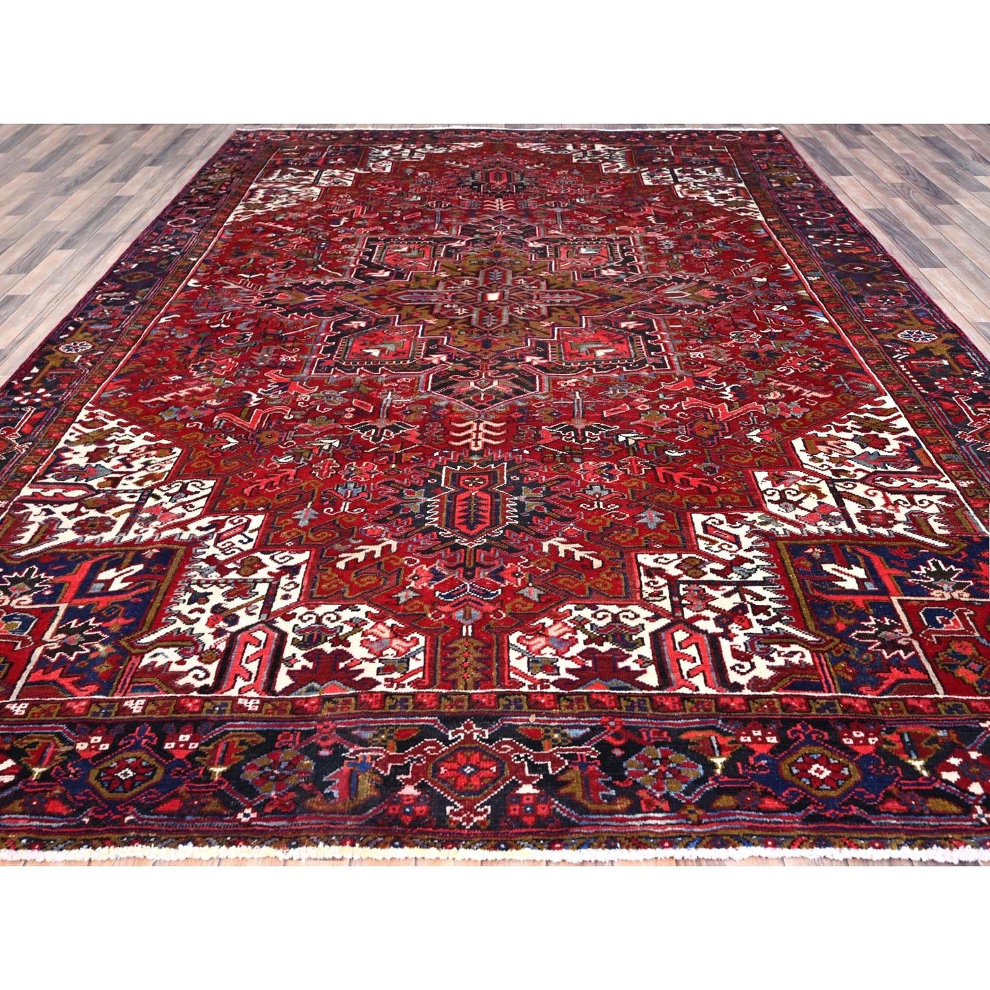 9'1"X12'4" Nationals Red Even Wear Semi Antique Sheared Low Oriental Rug