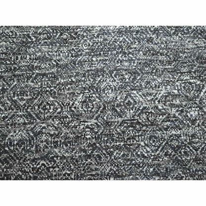 9'X12'2" Carbon Gray Kohinoor Herat Pattern Hand Knotted Soft Wool Rug