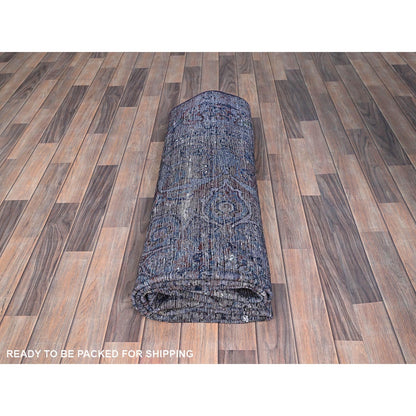 6'5"X10'3" Blue Overdyed Semi Antique Tebraz Hand Knotted Oriental Rug