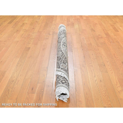 5'1"X5'1" Textured Wool And Silk Mughal Inspired Round Hand Knotted Rug