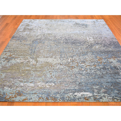 8'1"X10' Blue Wool Farsian Knot With Abstract Design Hand Knotted Rug