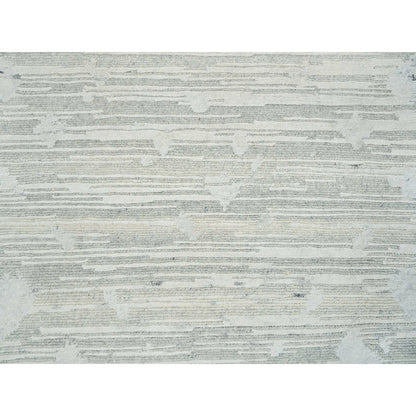 2'6"X16' Ivory And Light Grey Undyed Hand Knotted Xl Runner Oriental Rug