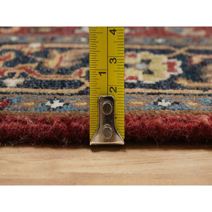 2'9"X8'1" Red Hand Knotted Rug Antiqued Fine Heris Revival Wool Runner
