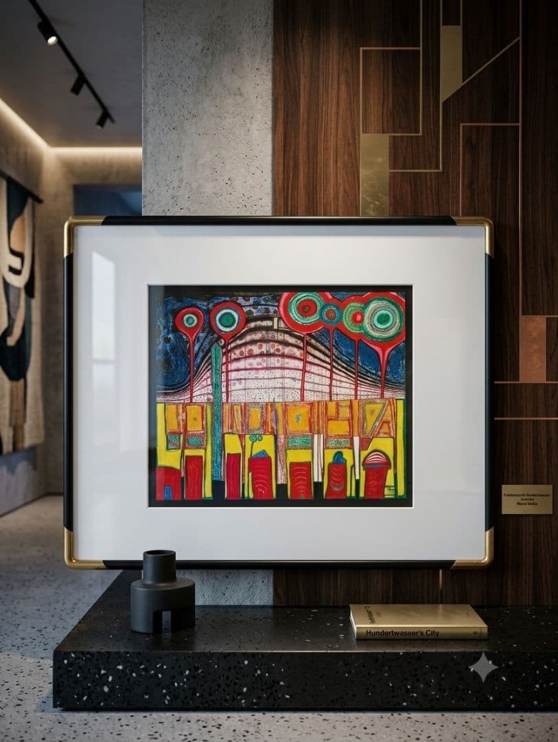 Hundertwasser 1974 Print Silkscreen COA Friedensreich Jaffe Color