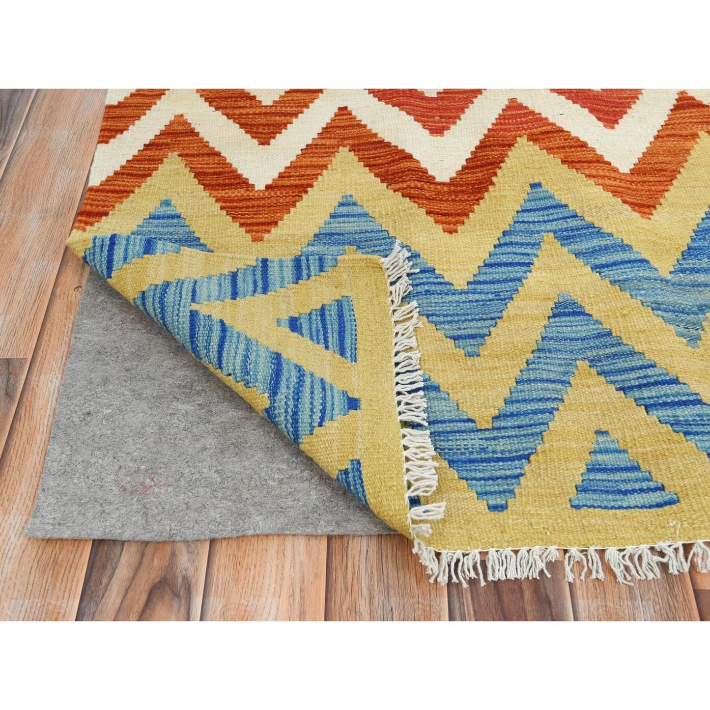 6'6"X9'3" Colorful Afghan Kilim Flat Weave Organic Wool Hand Woven Rug