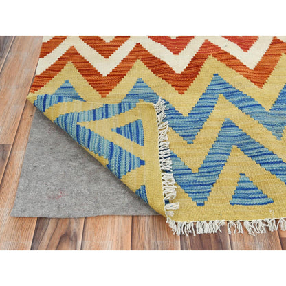 6'6"X9'3" Colorful Afghan Kilim Flat Weave Organic Wool Hand Woven Rug