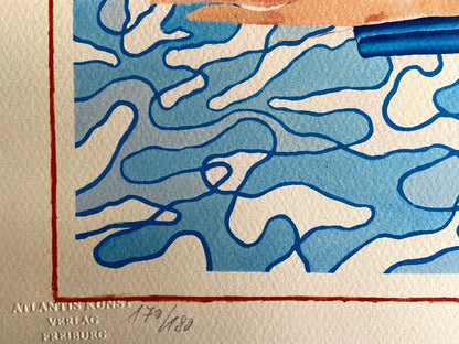 David Hockney " California " Lithograph Coa Numbered 180 Copies Stamp