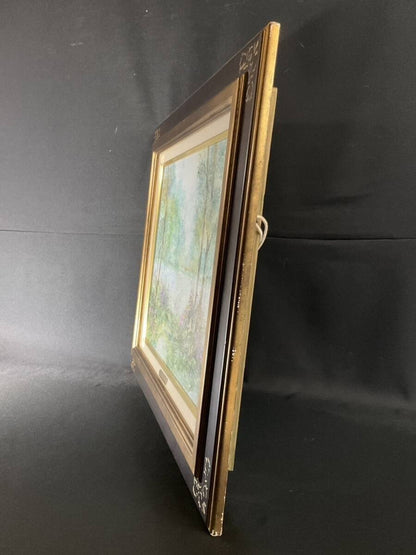 Richard Nahmias (French) Oil Painting Landscape W/ Flowers & River Original Art