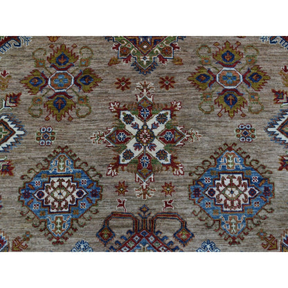 9'X11'9" Hand Knotted Beige Super Kazak Extra Soft Wool Oriental Rug