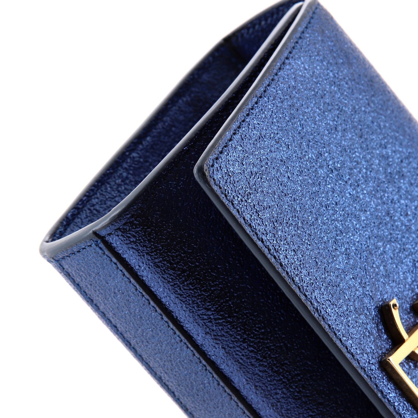 Saint Laurent Classic Monogram Crossbody Bag Metallic Leather Small