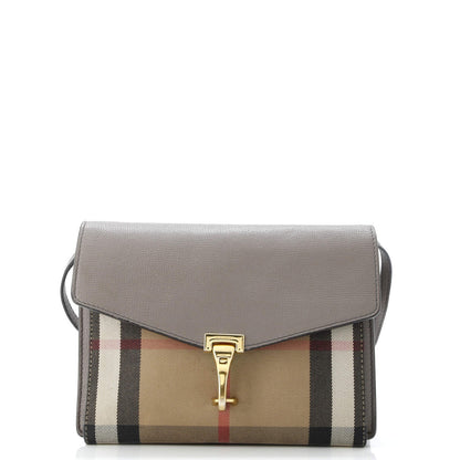 Burberry Macken Crossbody Bag Leather And House Check Canvas Small