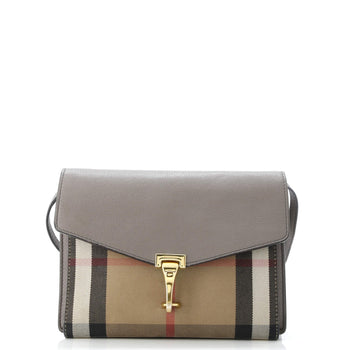 Burberry Macken Crossbody Bag Leather And House Check Canvas Small