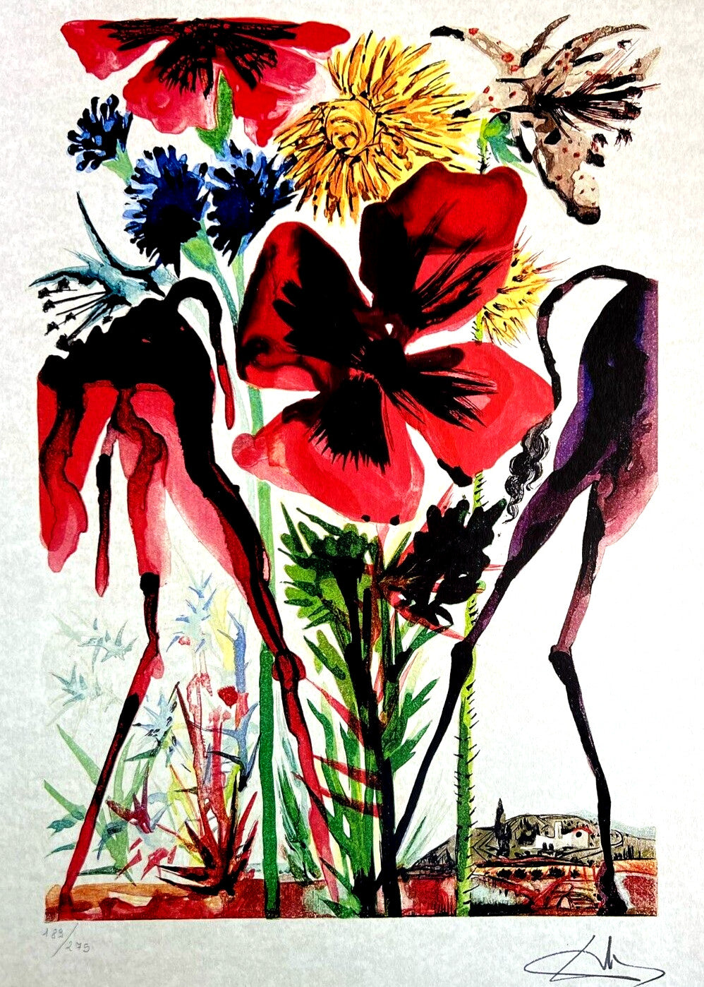 Salvador Dal Lithograph From An Drawing Coa Signed Op Rare