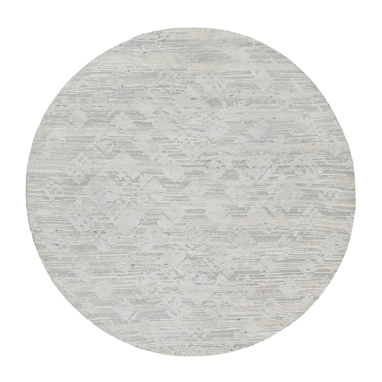 6'X6' Gray Modern Undyed Natural Wool Hand Knotted Round Oriental Rug
