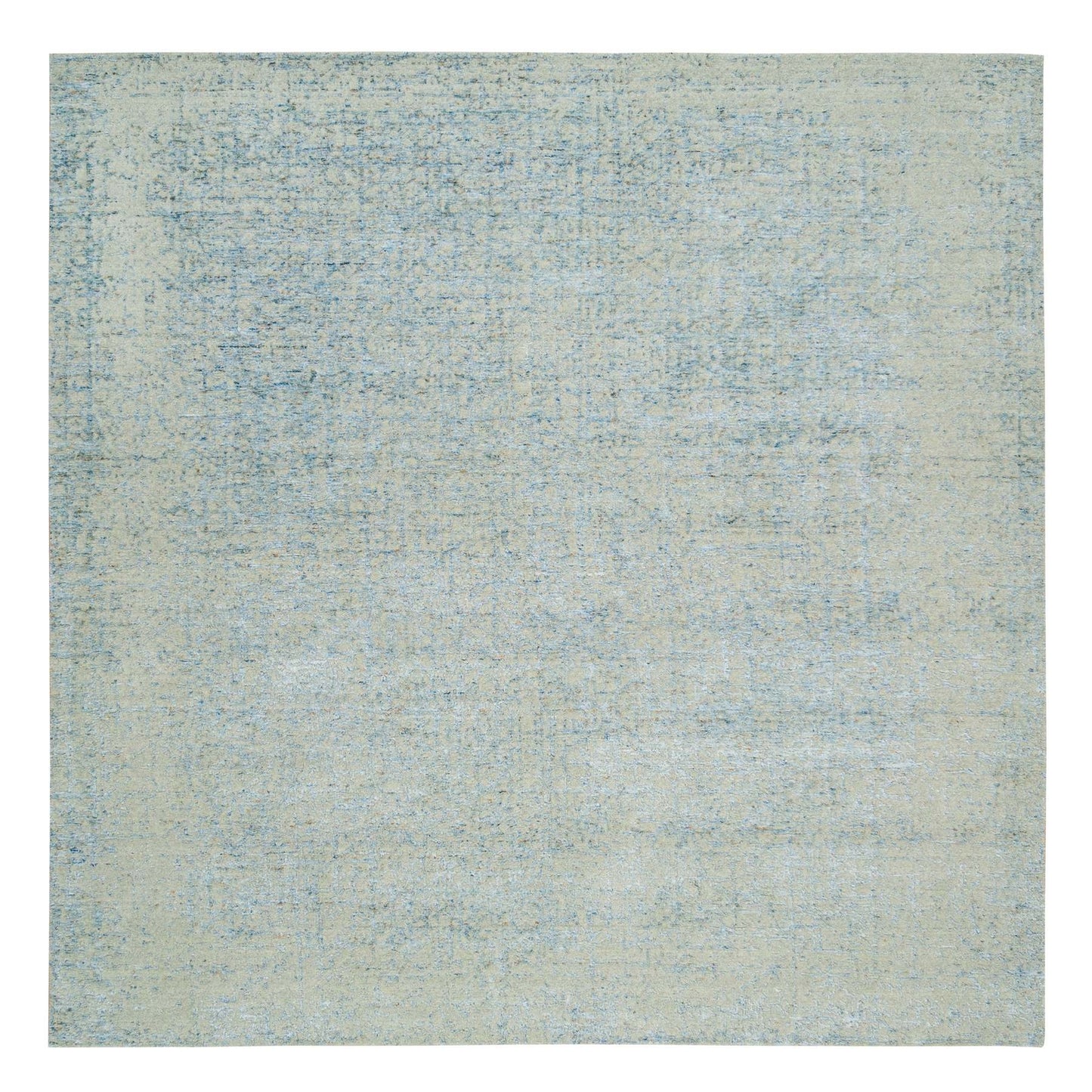 10'X10' Gray Modern Jacquard Hand Loomed Wool And Silk Square Rug