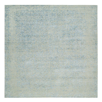 10'X10' Gray Modern Jacquard Hand Loomed Wool And Silk Square Rug