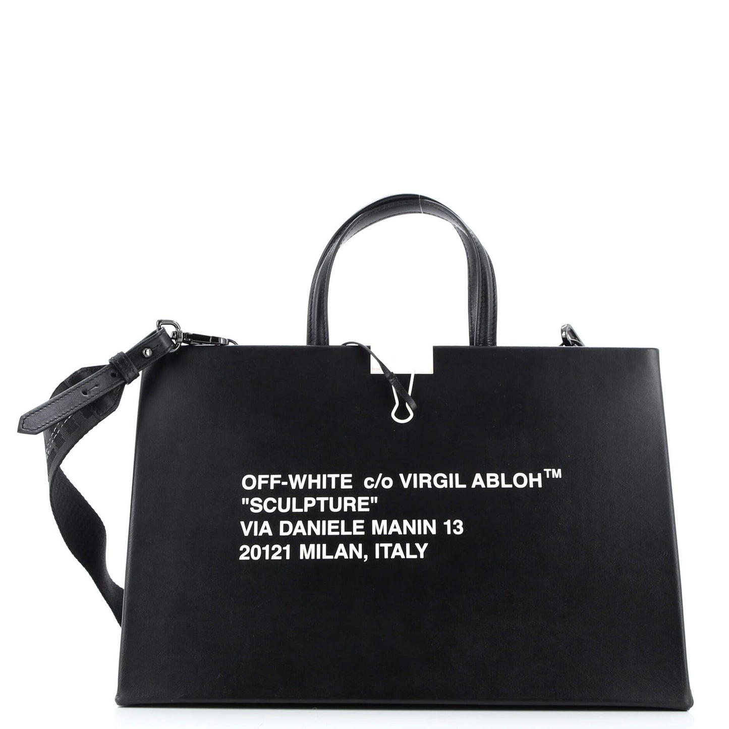 Off White Box Tote Printed Patent Medium