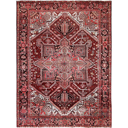7'10"X10'6" Blush Red Vintage Zoroastrian Heris Pure Wool Hand Knotted Rug