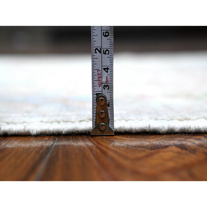 3'X8'1" Camouflage Green Runner Angora Oushak Hand Knotted Oriental Rug