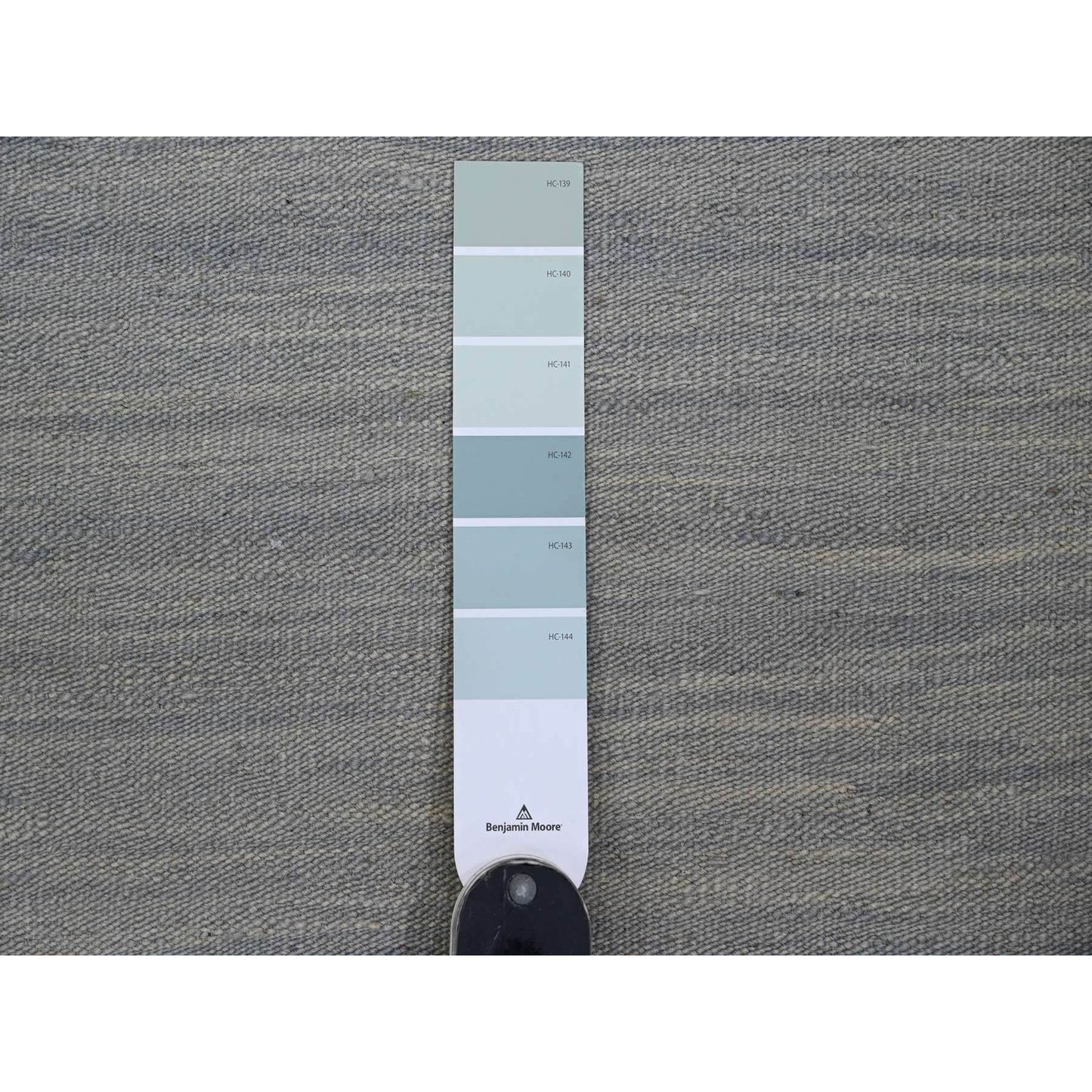 9'1"X12' Beau Blue Flat Weave Solid Design Hand Woven Hand Spun Wool Rug