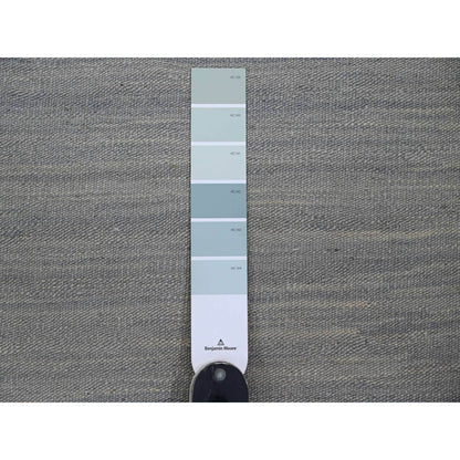 9'1"X12' Beau Blue Flat Weave Solid Design Hand Woven Hand Spun Wool Rug