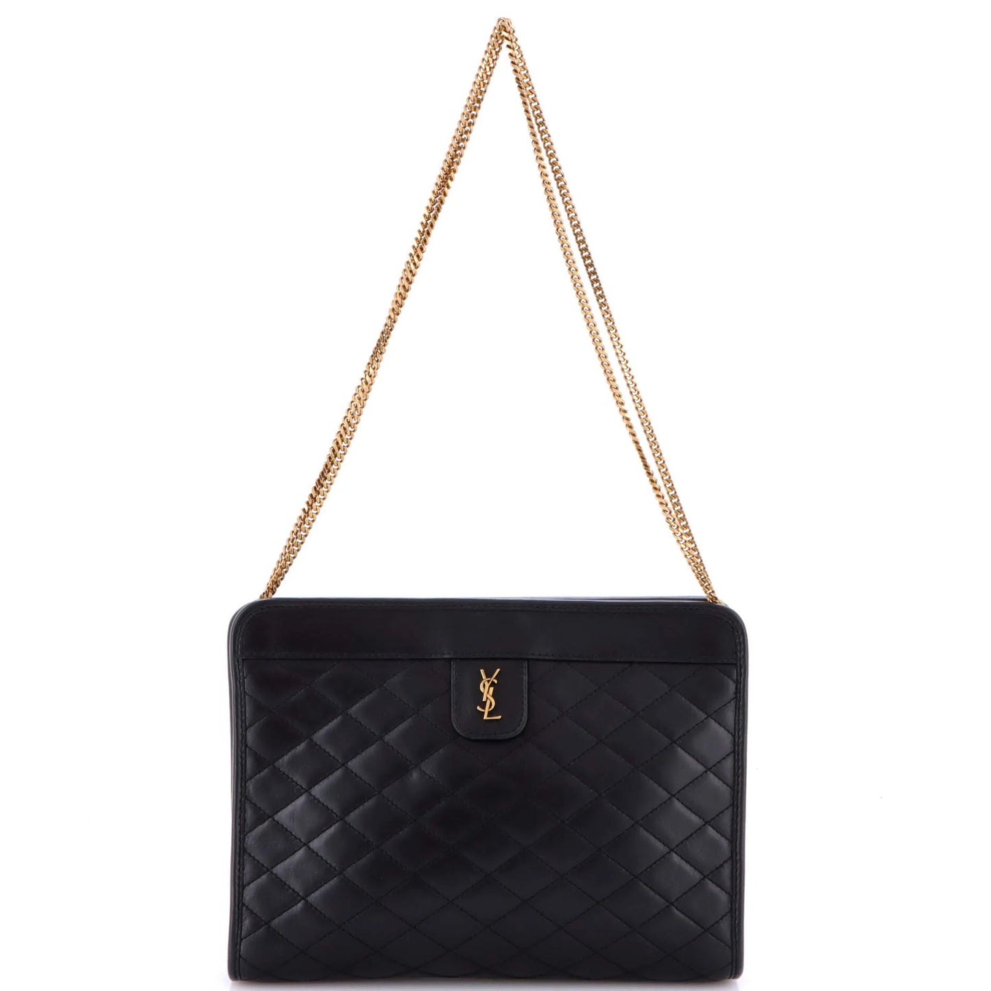 Saint Laurent Victoire Chain Clutch Quilted Leather