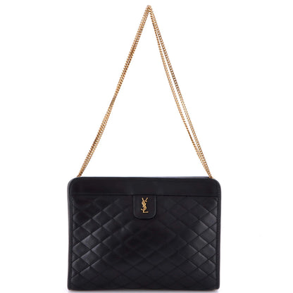 Saint Laurent Victoire Chain Clutch Quilted Leather