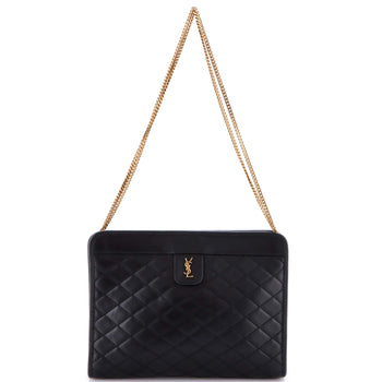 Saint Laurent Victoire Chain Clutch Quilted Leather