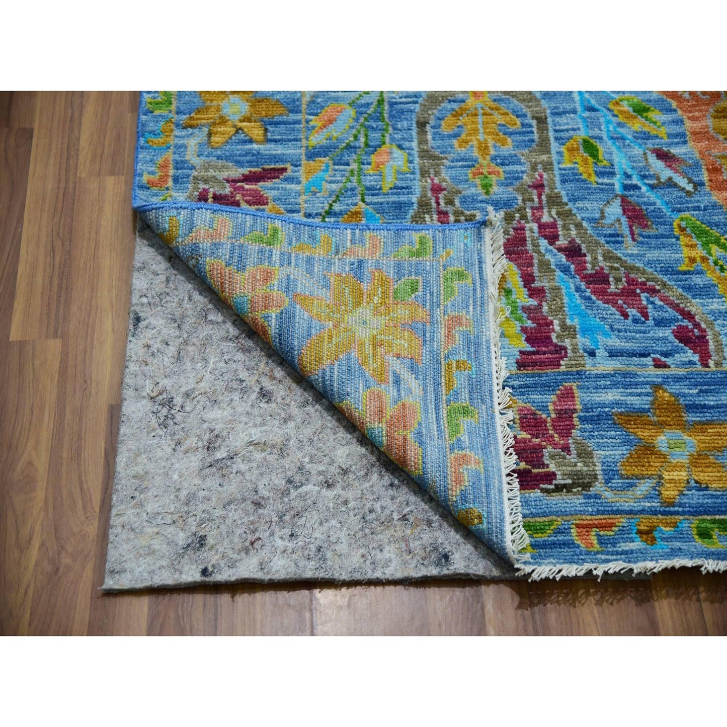 12'3"X15' Blue 100% Wool Colorful Oushak Weave Hand Knotted Oversized Rug