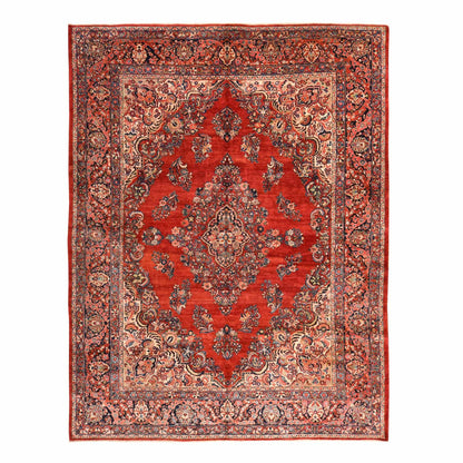 10'2"X13'3" Red Semi Antique Zoroastrian Saroogh Wool Hand Knotted Rug