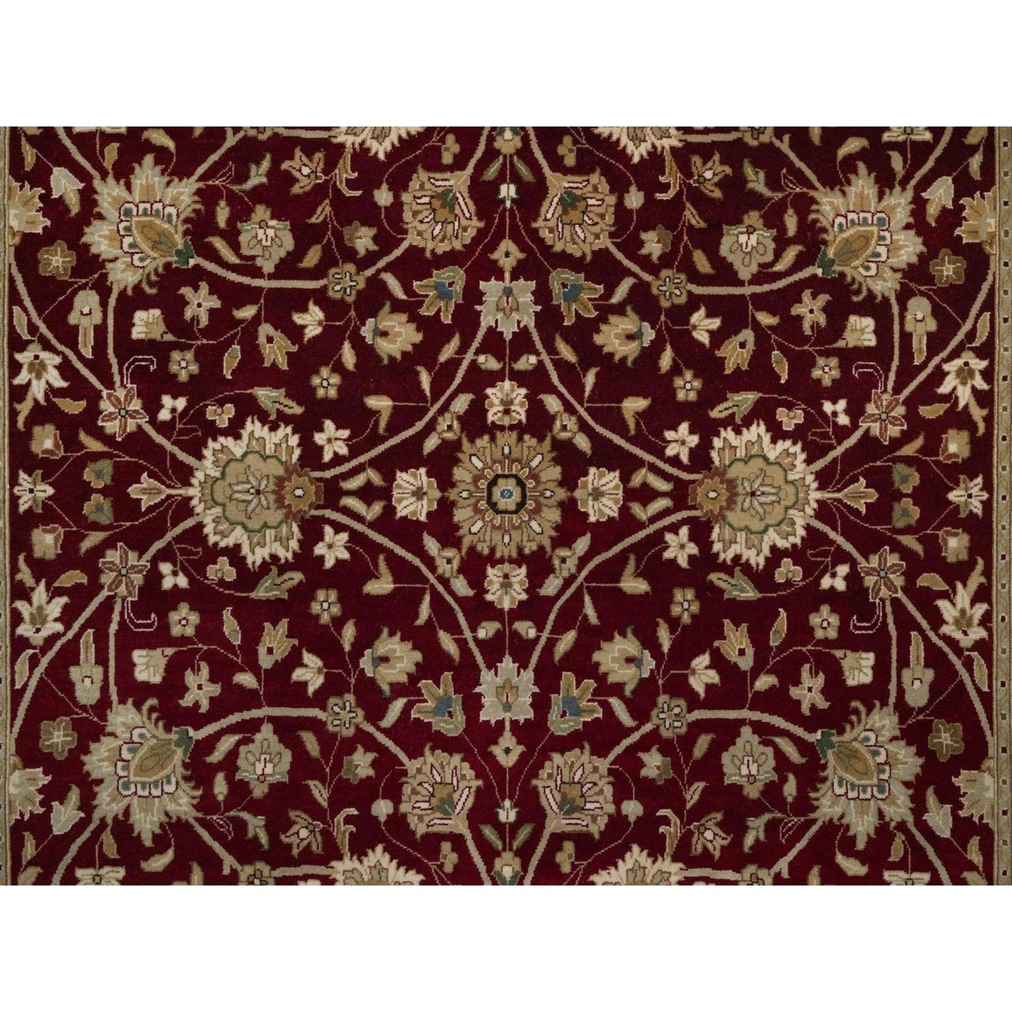 5'9"X8' Merlot Red Hand Knotted Rug Wool And Silk Indo Tebraz 300 Kpsi